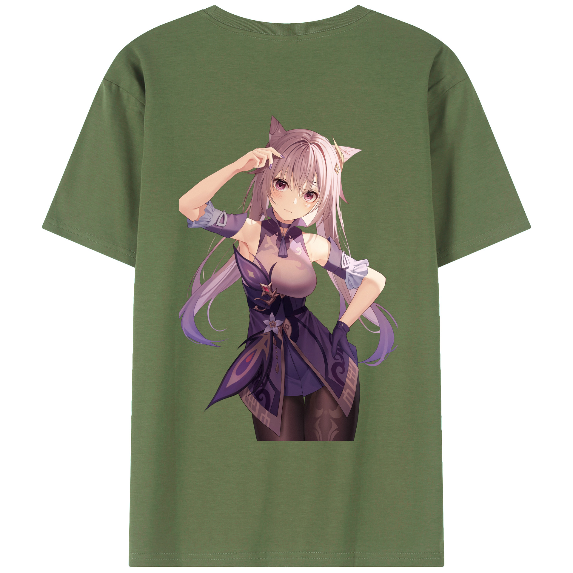 げんし神 刻晴 こくせい genshin Kokusei 綿100％ メンズ半袖Tシャツ（バックプリント） 通気性